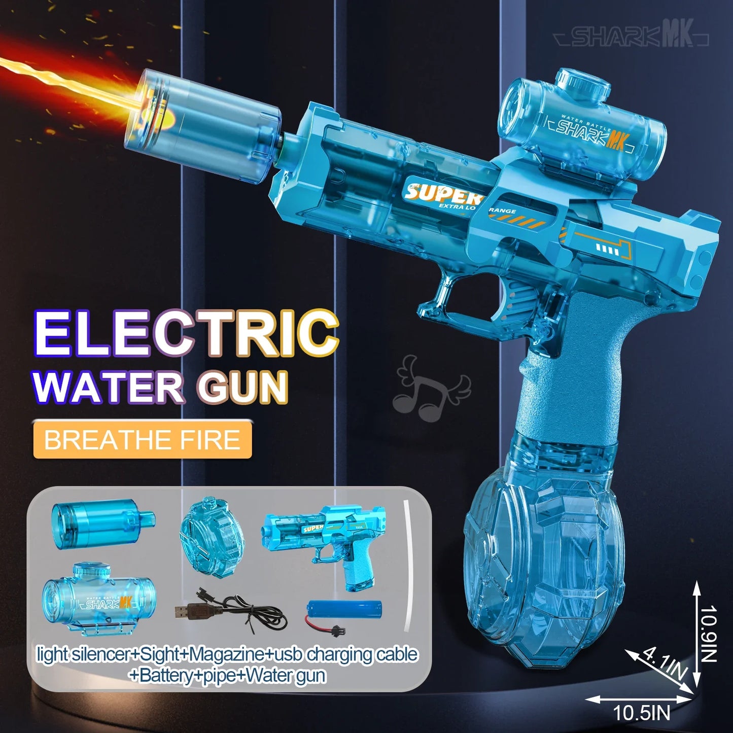 NightBeam™ Electric Water Gun with LED Lights – Automatic Water Blaster for Kids & Adults | WaterGlockz